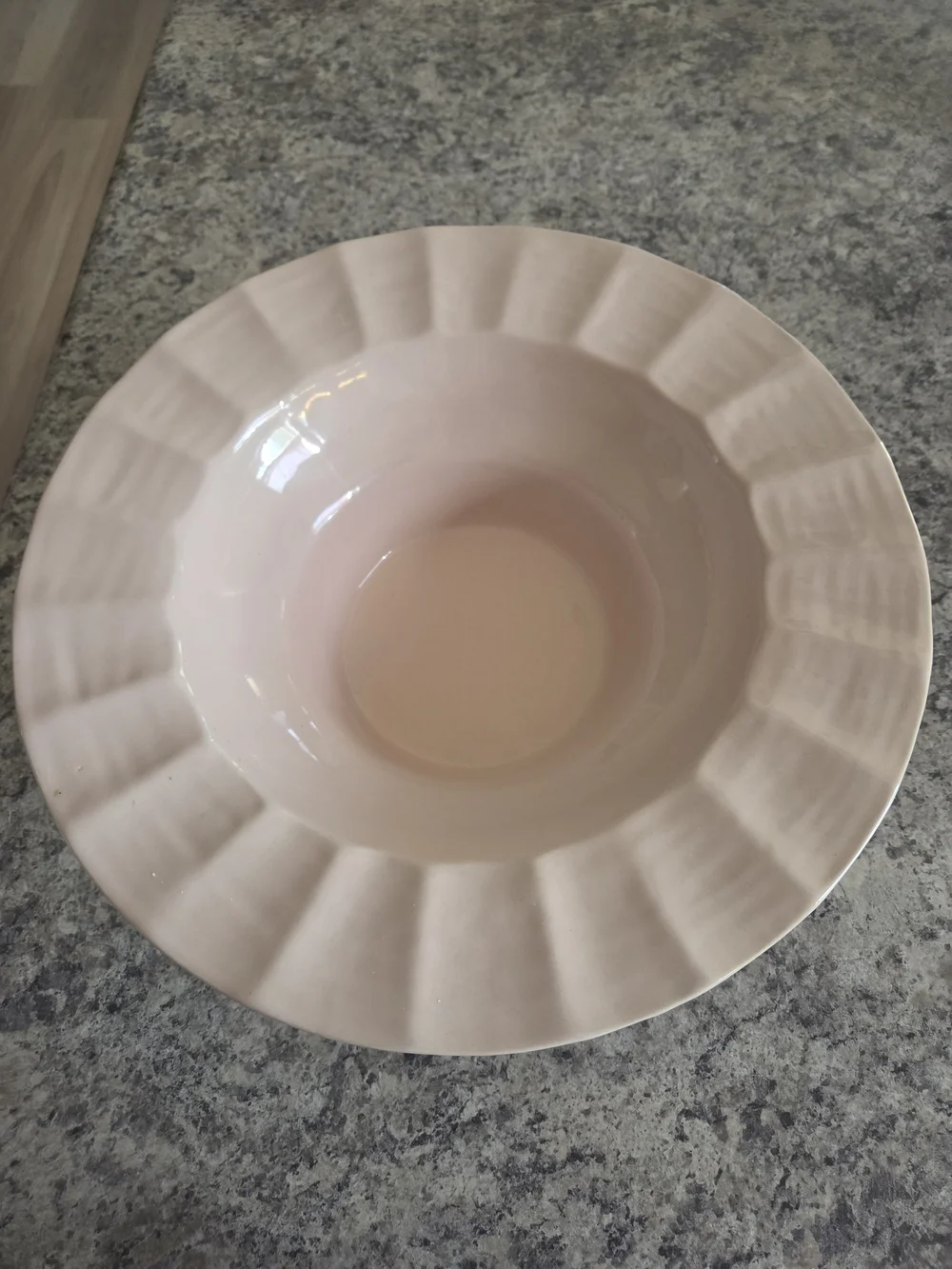Ceramic Pink Dinner Bowl - Elegant Fluted Rim